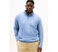 Troyer "BT-PIMA ORG CTN CASHMERE ZMOCK-B", Herren, Gr. 3XL, blau (brisk blau), Strick, Obermaterial: 95% Baumwolle, 5% Kaschmir, TOMMY HILFIGER BIG & TALL, Bündchen, Pullover Troyer, Große Größen (222