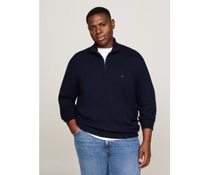 Troyer "BT-PIMA ORG CTN CASHMERE ZMOCK-B", Herren, Gr. XXL, blau (desert sky), Strick, Obermaterial: 95% Baumwolle, 5% Kaschmir, TOMMY HILFIGER BIG & TALL, Bündchen, Pullover Troyer, Große Größen (380