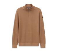 Troyer BUGATTI "Basic Essential", Herren, Gr. 4XL, 60, taupe, Sweatware, 100% Baumwolle, unifarben, regular fit, ohne Ausschnitt, Rippbündchen, Pullover Troyer, aus reiner Baumwolle (96731039-4XL) 60,