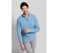 Troyer BUGATTI, Herren, Gr. 4XL, blau (hellblau), Sweatware, 100% Baumwolle, unifarben, regular fit, ohne Ausschnitt, Rippbündchen, Pullover Troyer, mit Waffelstruktur (23803019-4XL)
