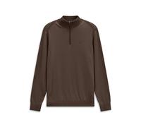 Troyer BUGATTI "Regular Fit", Herren, Gr. 3XL, braun (80, braun), 95% Baumwolle, 5% Kaschmir, unifarben, regular fit, ohne Ausschnitt, Pullover Troyer, Regular Fit Baumwolle-Kaschmir Stehkragen (62285