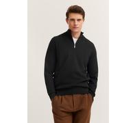 Troyer BUGATTI "Regular Fit", Herren, Gr. 4XL, grau (280, dunkelgrau), Strick, 95% Baumwolle, 5% Kaschmir, unifarben, regular fit, ohne Ausschnitt, Rippbündchen, Pullover Troyer, aus Baumwolle-Kaschmi