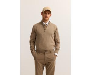 Troyer BUGATTI "Regular Fit", Herren, Gr. L, 50, beige, Strick, 100% Baumwolle, unifarben, regular fit, ohne Ausschnitt, Rippbündchen, Pullover Troyer, aus Baumwolle mit Reißverschluss (76240362-L) 50