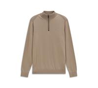 Troyer BUGATTI "Regular Fit", Herren, Gr. L, beige (60, taupe), 95% Baumwolle, 5% Kaschmir, unifarben, regular fit, ohne Ausschnitt, Pullover Troyer, Regular Fit Baumwolle-Kaschmir Stehkragen (6092423