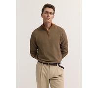 Troyer BUGATTI "Regular Fit", Herren, Gr. M, braun (70, braun), Strick, 100% Baumwolle, Strukturmuster, regular fit, ohne Ausschnitt, Pullover Troyer, mit drei-farbiger Struktur (68584669-M) 70, braun