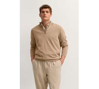 Troyer BUGATTI "Regular Fit", Herren, Gr. XXL, 40, beige, Sweatware, 100% Baumwolle, unifarben, regular fit, ohne Ausschnitt, Pullover Troyer, aus Baumwolle mit Stehkragen (19597106-XXL) 40, beige