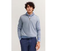 Troyer BUGATTI "Zeitlos", Herren, Gr. L, 320, hellblau, Sweatware, 65% Baumwolle, 30% Polyester, 5% Elasthan, unifarben, normal, Pullover Troyer, im Materialmix Modern Fit (95417039-L) 320, hellblau