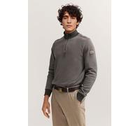 Troyer BUGATTI "Zeitlos", Herren, Gr. L, 390, marine, Sweatware, 65% Baumwolle, 30% Polyester, 5% Elasthan, unifarben, normal, Pullover Troyer, im Materialmix Modern Fit (59597331-L) 390, marine