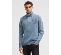 Troyer CAMP DAVID, Herren, Gr. S, vintage blau, Strick, Material: 100% Baumwolle, bedruckt, regular fit normal, hoch geschlossener Ausschnitt, eingesetzt Rippbündchen, Pullover Troyer, im Stone Washed