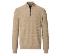 Casa Moda Regular Fit Troyer beige, Gemustert