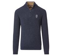 Troyer CASAMODA "CASAMODA Stricktroyer uni", Herren, Gr. L, blau (dunkelblau), 62% Baumwolle, 28% Polyester, 10% Polyamid, Pullover Troyer (19678100-L) dunkelblau