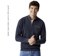 Troyer CASAMODA "CASAMODA Stricktroyer uni", Herren, Gr. XXL, blau (dunkelblau), 100% Baumwolle, Pullover Troyer (57059413-XXL) dunkelblau