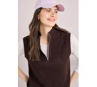 Troyer CECIL, Damen, Gr. L (42), macchiato braun, Web, 100% Baumwolle, Strukturmuster, comfort fit normal, hoch geschlossener Ausschnitt, Rippbündchen, Pullover Troyer, aus reiner Baumwolle (31986209-