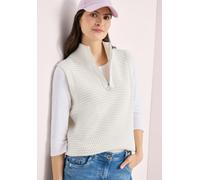 Troyer CECIL, Damen, Gr. XL (44), weiß (raw sand beige), Web, 100% Baumwolle, Strukturmuster, comfort fit normal, hoch geschlossener Ausschnitt, Rippbündchen, Pullover Troyer, aus reiner Baumwolle (71