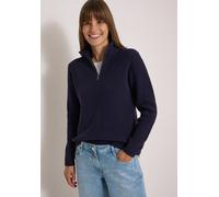 Troyer CECIL, Damen, Gr. XXL (46), blau (urban dunkelblau), Web, 60% Baumwolle, 40% Polyacryl, unifarben, comfort fit normal, hoch geschlossener Ausschnitt, Bündchen, Pullover Troyer, im soften Baumwo