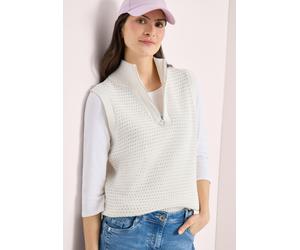 Troyer CECIL, Damen, Gr. XXL (46), weiß (raw sand beige), Web, 100% Baumwolle, Strukturmuster, comfort fit normal, hoch geschlossener Ausschnitt, Rippbündchen, Pullover Troyer, aus reiner Baumwolle (7