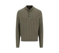 Troyer FYNCH-HATTON, Herren, Gr. L, schwarz khaki, Strick, Obermaterial: 65% Baumwolle, 35% Wolle, unifarben, normal hüftbedeckend, Rundhals, Flachstrickbündchen, Pullover Troyer, Strickpullover mit Z
