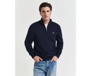 Troyer GANT "CASUAL COTTON HALF ZIP", Herren, Gr. 4XL, blau (evening blau), Obermaterial: 100% Baumwolle, regular fit hüftlang, hoch geschlossener Ausschnitt, elastischer Bund, Pullover Troyer, mit gr