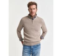Troyer GANT "CASUAL COTTON HALF ZIP", Herren, Gr. 5XL, beige (dunkel sand melange), Strick, Obermaterial: 100% Baumwolle, regular fit hüftlang, hoch geschlossener Ausschnitt, elastischer Bund, Pullove