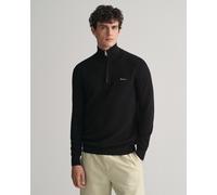 Troyer GANT "COTTON PIQUE HALF ZIP", Herren, Gr. 3XL, schwarz, Strick, Obermaterial: 100% Baumwolle, normal hüftlang, Rippstrickbündchen, Pullover Troyer, mit Piqué-Struktur (21470824-XXXL)