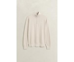 Troyer GANT "HERRINGBONE TEXTURE HALF ZIP", Herren, Gr. XXL, beige (clay beige), Strick, Obermaterial: 70% Baumwolle, 30% Wolle, normal normal, Rippbündchen, Pullover Troyer (74820603-XXL) clay beige