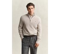Troyer GANT "MICRO TEXTURED COTTON HALF ZIP", Herren, Gr. L, beige (clay beige), Obermaterial: 100% Baumwolle, regular fit normal, Rundhals, eingesetzt Rippbündchen, Pullover Troyer, Regular fit mit T