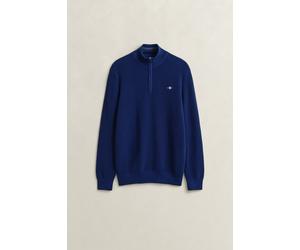 Troyer GANT "MICRO TEXTURED COTTON HALF ZIP", Herren, Gr. XL, blau (rich navy), Obermaterial: 100% Baumwolle, unifarben, regular fit normal, Rundhals, eingesetzt Rippbündchen, Pullover Troyer, Regular