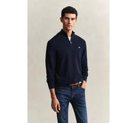 Troyer GANT "MICRO TEXTURED COTTON HALF ZIP", Herren, Gr. XL, evening blau, Obermaterial: 100% Baumwolle, unifarben, regular fit normal, Rundhals, eingesetzt Rippbündchen, Pullover Troyer, Regular fit