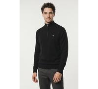 Troyer GANT "SUPERFINE LAMBSWOOL", Herren, Gr. M, schwarz, Strick, Obermaterial: 100% Wolle, regular fit normal, Rippbündchen, Pullover Troyer, aus feiner Wolle (44078025-M) schwarz