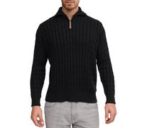 Troyer INDICODE "Rufus", Herren, Gr. M, schwarz (schwarz mix), Strick, Obermaterial: 100% Baumwolle, unifarben, regular fit hüftlang, Rippbündchen, Pullover Troyer (72772518-M) schwarz mix