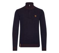 Indicode Nathen Herren Strickpullover Troyer Feinstrick Pullover Mit Stehkragen und Reißverschluss, Größe:L, Farbe:Navy (400)