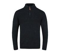Indicode Oslo Herren Strickpullover Troyer Grobstrick Pullover mit Stehkragen, Größe:M, Farbe:Black (999)