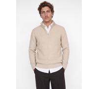 Troyer JACK & JONES "JJBLAKE KNIT HALF ZIP", Herren, Gr. S, beige (moonbeam), Strick, Obermaterial: 74% Polyacryl, 18% Baumwolle, 8% Polyester, unifarben, loose fit normal, ohne Ausschnitt, Bündchen,