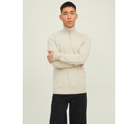 Troyer JACK & JONES "JJEEMIL KNIT HALF ZIP NOOS", Herren, Gr. 3XL, weiß (sanftes weiß), Strick, Obermaterial: 60% Baumwolle, 20% Nylon, 20% Viskose, regular fit normal, Rundhals, Rippbündchen, Pullove