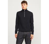 Troyer JACK & JONES "JJEPERFECT KNIT HALF ZIP SN", Herren, Gr. S, schwarz, Strick, Obermaterial: 50% Baumwolle, 50% Polyester, unifarben, Rundhals, Bündchen, Pullover Troyer (65545750-S) schwarz