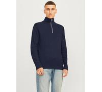 Troyer JACK & JONES "JJEPERFECT KNIT HALF ZIP SN", Herren, Gr. XL, blau (sky captain), Strick, Obermaterial: 50% Baumwolle, 50% Polyester, unifarben, Rundhals, Bündchen, Pullover (95446709-XL) sky cap