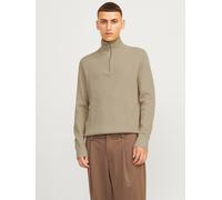 Troyer JACK & JONES "JJEPERFECT KNIT HALF ZIP SN", Herren, Gr. XL, crockery, Strick, Obermaterial: 50% Baumwolle, 50% Polyester, unifarben, Rundhals, Bündchen, Pullover Troyer (52891454-XL) crockery