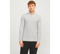 Troyer JACK & JONES "JJEPERFECT KNIT HALF ZIP SN", Herren, Gr. XXL, grau (light grau melange), Strick, Obermaterial: 50% Baumwolle, 50% Polyester, unifarben, Rundhals, Bündchen, Pullover Troyer (40623
