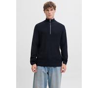 Troyer JACK & JONES "JJKAITO KNIT HALF ZIP BF", Herren, Gr. S, sky captain, Strick, Obermaterial: 70% Polyacryl, 30% Baumwolle, unifarben, relaxed fit normal, hoch geschlossener Ausschnitt, Pullover T
