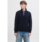 Troyer JACK & JONES "JJPAUL KNIT HALF ZIP", Herren, Gr. S, schwarz (sky captain), Strick, Obermaterial: 82% Polyacryl, 18% Baumwolle, unifarben, regular fit normal, hoch geschlossener Ausschnitt, Pull
