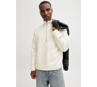 Troyer JACK & JONES "JORNORREBRO KNIT HALF ZIP SN", Herren, Gr. S, sea salt, Strick, Obermaterial: 55% Baumwolle, 22% Polyester, 21% Polyacryl, 2% Elasthan, unifarben, relaxed fit hüftlang, hoch gesch