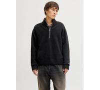 Troyer JACK & JONES "JORNORREBRO KNIT HALF ZIP SN", Herren, Gr. XL, schwarz, Strick, Obermaterial: 55% Baumwolle, 22% Polyester, 21% Polyacryl, 2% Elasthan, unifarben, relaxed fit hüftlang, hoch gesch