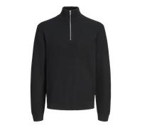 Troyer JACK & JONES "JPRBLACONNOR KNIT HALF ZIP", Herren, Gr. XL, schwarz, Strick, Obermaterial: 100% Baumwolle, unifarben, regular fit normal, ohne Ausschnitt, Bündchen, Pullover Troyer, Baumwolle, r