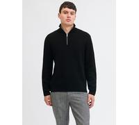 Troyer JACK & JONES "JPRBLAMILANO STITCH KNIT HALF ZIP SN", Herren, Gr. M, schwarz, Strick, Obermaterial: 100% Baumwolle, unifarben, relaxed fit hüftbedeckend, Rundhals, Rippbündchen, Pullover Troyer,