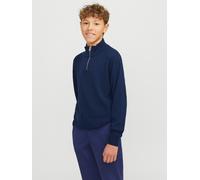 Troyer JACK & JONES JUNIOR "JJEEMIL KNIT HALF ZIP NOOS JNR", Jungen, Gr. 140, blau (navy blazer), Strick, Obermaterial: 60% Baumwolle, 20% Nylon, 20% Viskose, unifarben, regular fit normal, Rippbündch