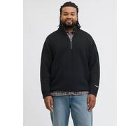 Troyer "JORNORREBRO KNIT HALF ZIP PLS", Herren, Gr. 3XL, schwarz, Strick, Obermaterial: 55% Baumwolle, 22% Polyester, 21% Polyacryl, 2% Elasthan, JACK & JONES PLUSSIZE, unifarben, relaxed fit normal,