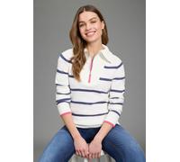 Troyer KANGAROOS, Damen, Gr. 52/54, blau (wollweiß, blau), Strick, Obermaterial: 60% Baumwolle, 40% Polyacryl, gestreift, kontrastfarbene Details, figurbetont hüftbedeckend, Rippstrickbündchen, Pullov