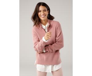 Troyer LAURA SCOTT, Damen, Gr. 36, rosa, Grobstrick, Obermaterial: 50% Viskose, 28% Polyester, 22% Polyamid, clean, unifarben, figurumspielend hüftlang, Bündchen, Pullover Troyer, kuscheliger Winterst