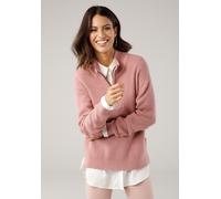 Troyer LAURA SCOTT, Damen, Gr. 42, rosa (rosa (aus nachhaltigen material)), Grobstrick, Obermaterial: 50% Viskose, 28% Polyester, 22% Polyamid, clean, unifarben, figurumspielend hüftlang, Bündchen, Pu