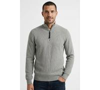 Troyer LERROS, Herren, Gr. L, grau (pearl grau), Strick, Obermaterial: 100% Baumwolle, unifarben, normal hüftbedeckend, Rundhals, Bündchen, Pullover Troyer, mit Logo-Stickerei (15453404-L) pearl grau